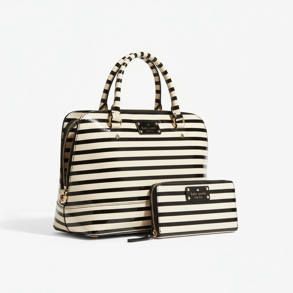 Kate Spade Wellesley Alessa Patent Leather Satchel Bag and Matching Wallet